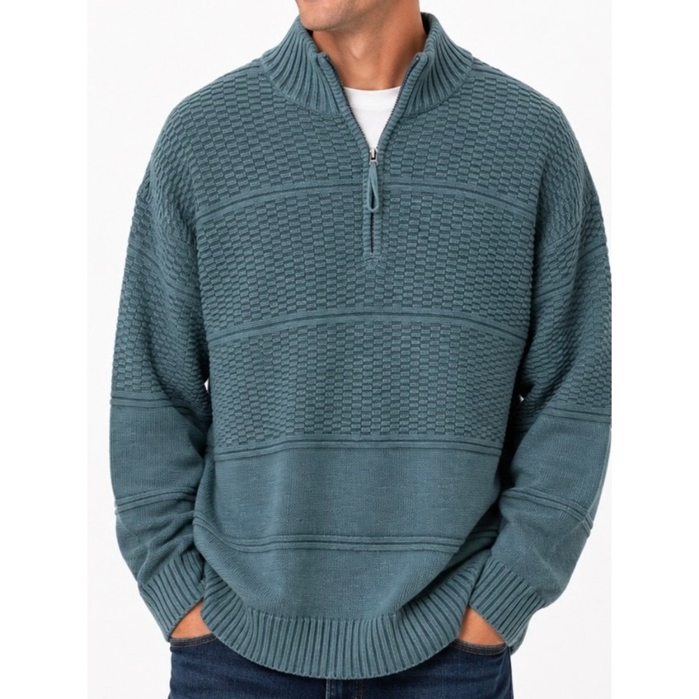 The Territory Ahead Men's Textured Half-Zip Sweater – Large